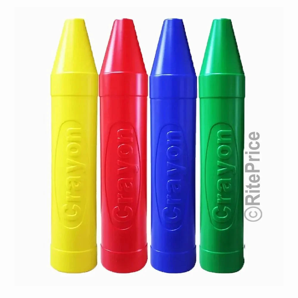 20'' Crayon Shape Plastic Piggy Bank Kids Money Saving, Assorted Color (3 Pack)